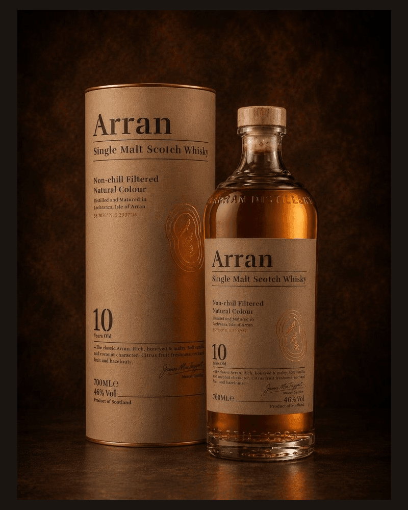 Arran 10 años — botella y tubo