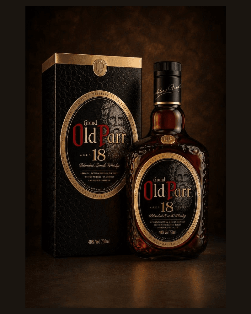 Grand Old Parr 18 Años — botella y estuche