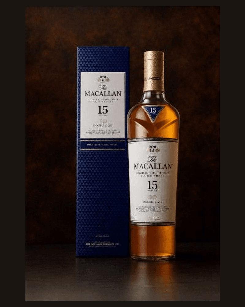 The Macallan 15 Años Double Cask — botella y estuche